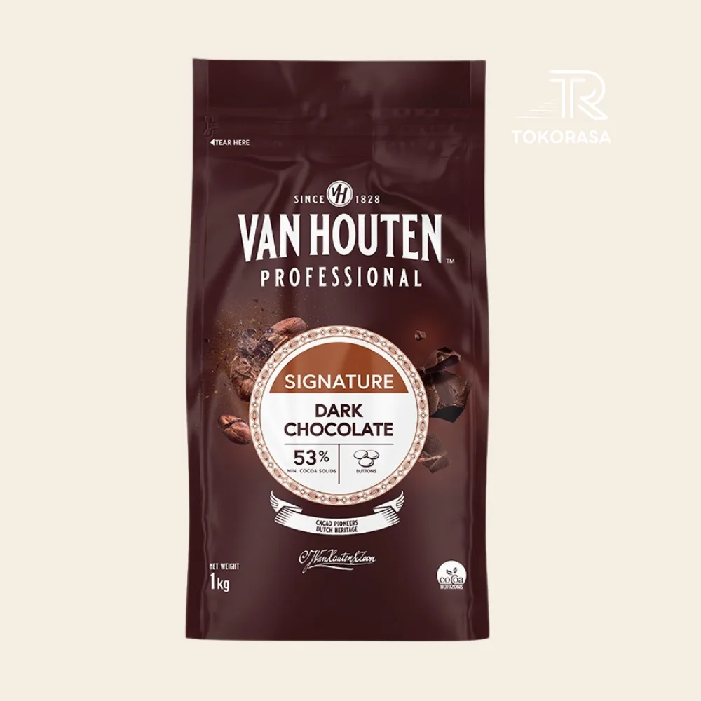Vanhouten 53% Dark Chocolate Couverture 12.5kg (KEMASAN ASLI)