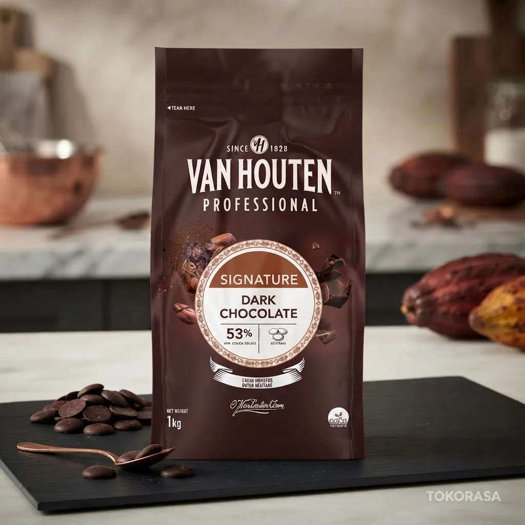 Vanhouten 65% Dark Chocolate Couverture 12.5kg (KEMASAN ASLI)